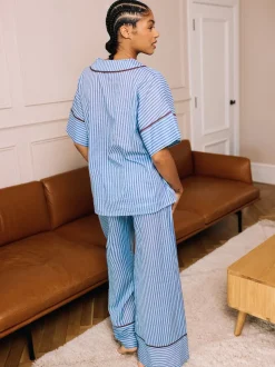 Ensemble pyjama long oversize en voile de coton à rayures Your Nibs Skinny