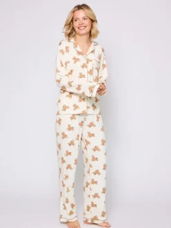 Ensemble pyjama Loungeable à imprimé ours en peluche long boutonné