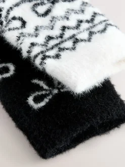 Fairisle à nœud noir - Lot de 2 paires de chaussettes douillettes super poilues
