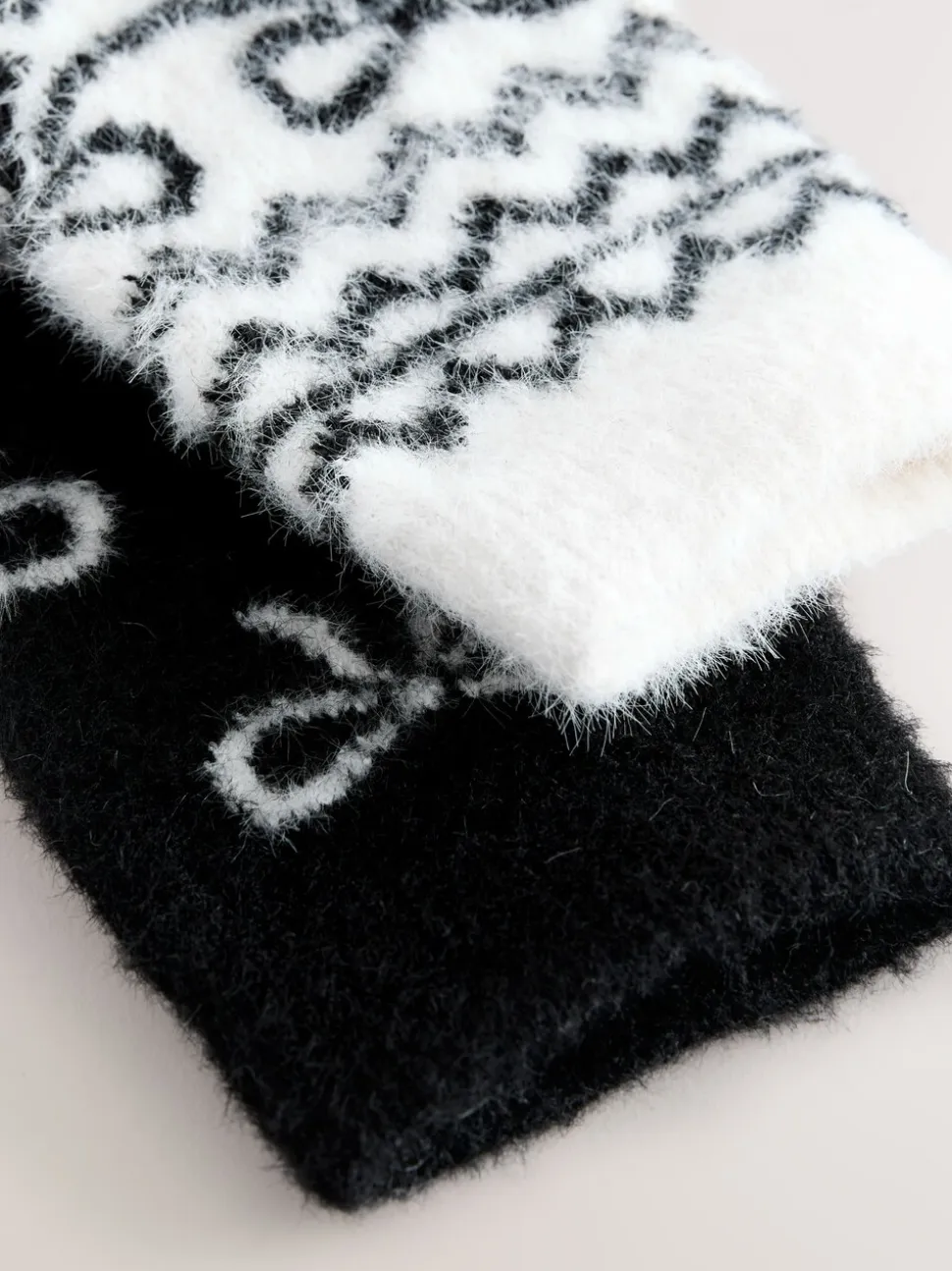 Fairisle à nœud noir - Lot de 2 paires de chaussettes douillettes super poilues