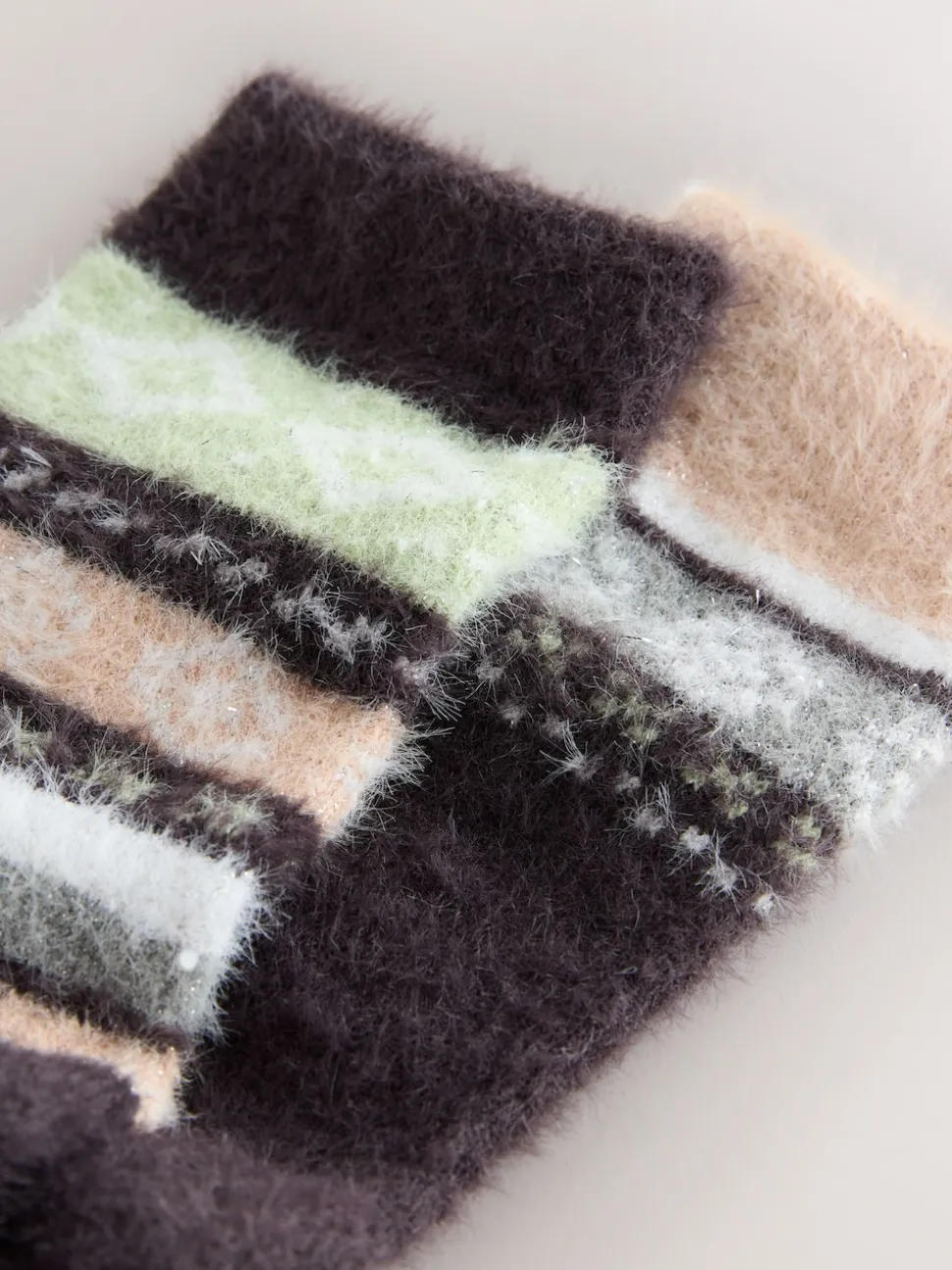 Fairisle gris/pastel - Lot de 2 paires de chaussettes douillettes super poilues