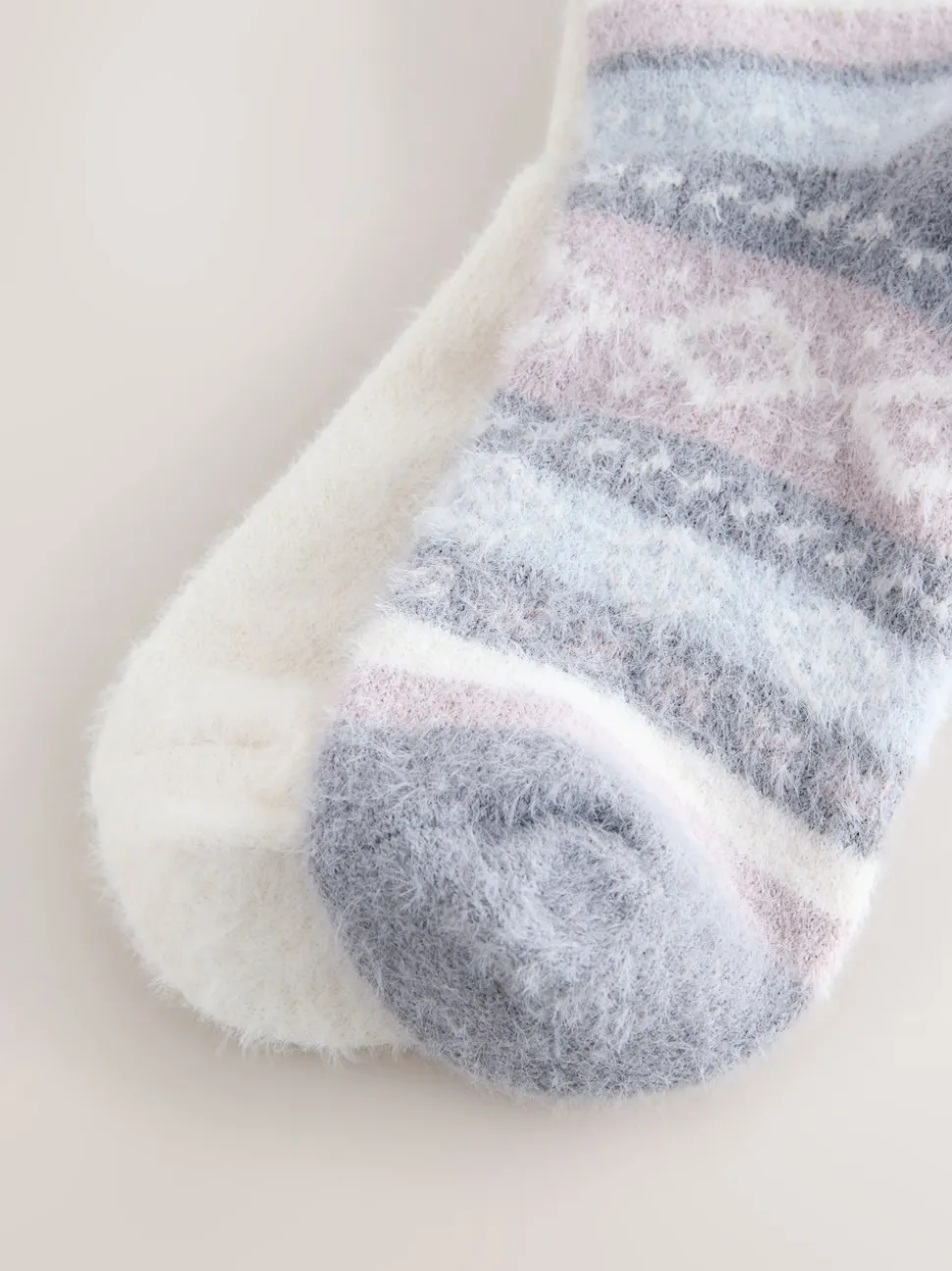 Fairisle noir/pastel - Lot de 2 paires de chaussettes douillettes super poilues