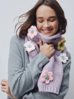 Fleur de lilas - Écharpe épaisse en maille à la main