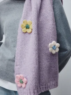 Fleur de lilas - Écharpe épaisse en maille à la main