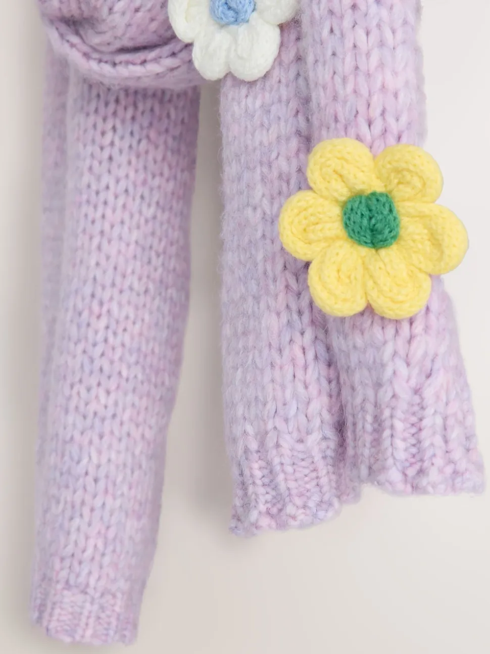 Fleur de lilas - Écharpe épaisse en maille à la main