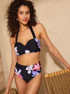 fleur d’iris Noir - Love & Roses Bas haute Tummy Control Bikini
