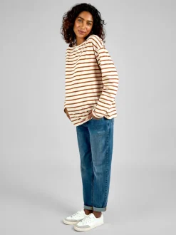 Flocons d'avoine & Caramel - Jojo Maman Bébé Rayure Long Sleeve Boyfriend Maternity T-shirt