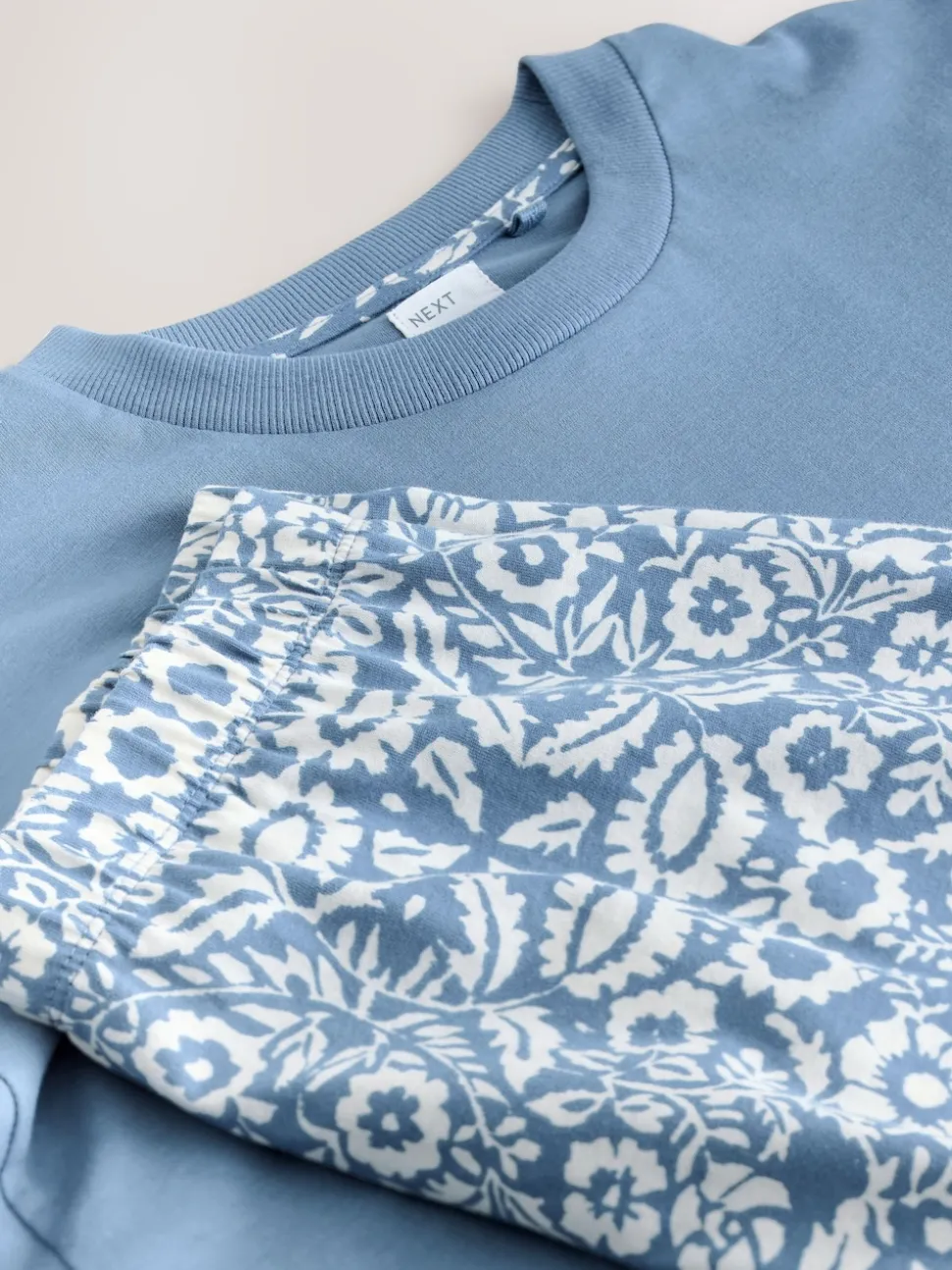 Floral bleu - Ensemble pyjama short en coton
