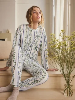 Floral bleu - Pyjama confortable à manches longues