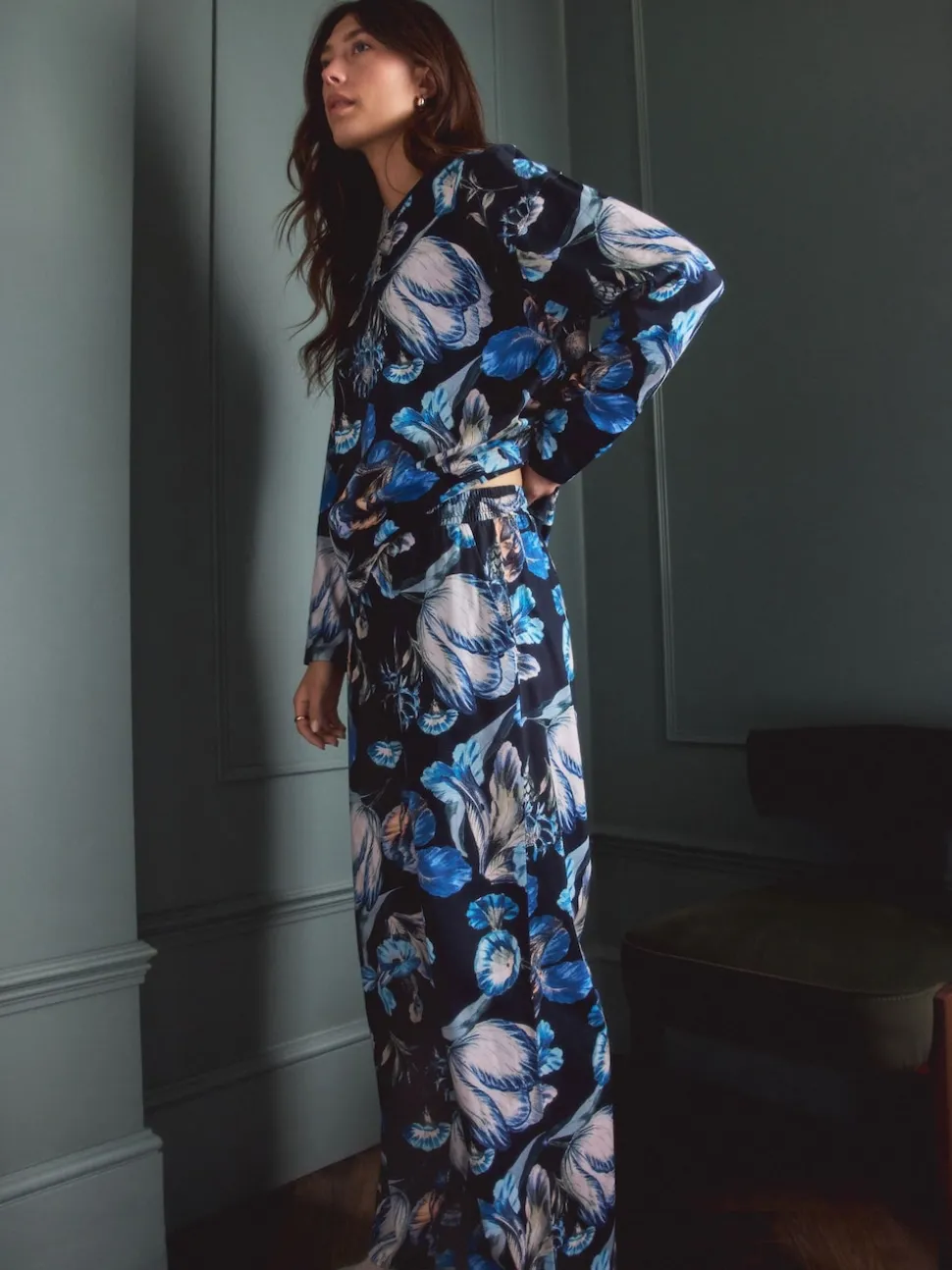 Floral bleu - Pyjama Kew Collection à manches longues