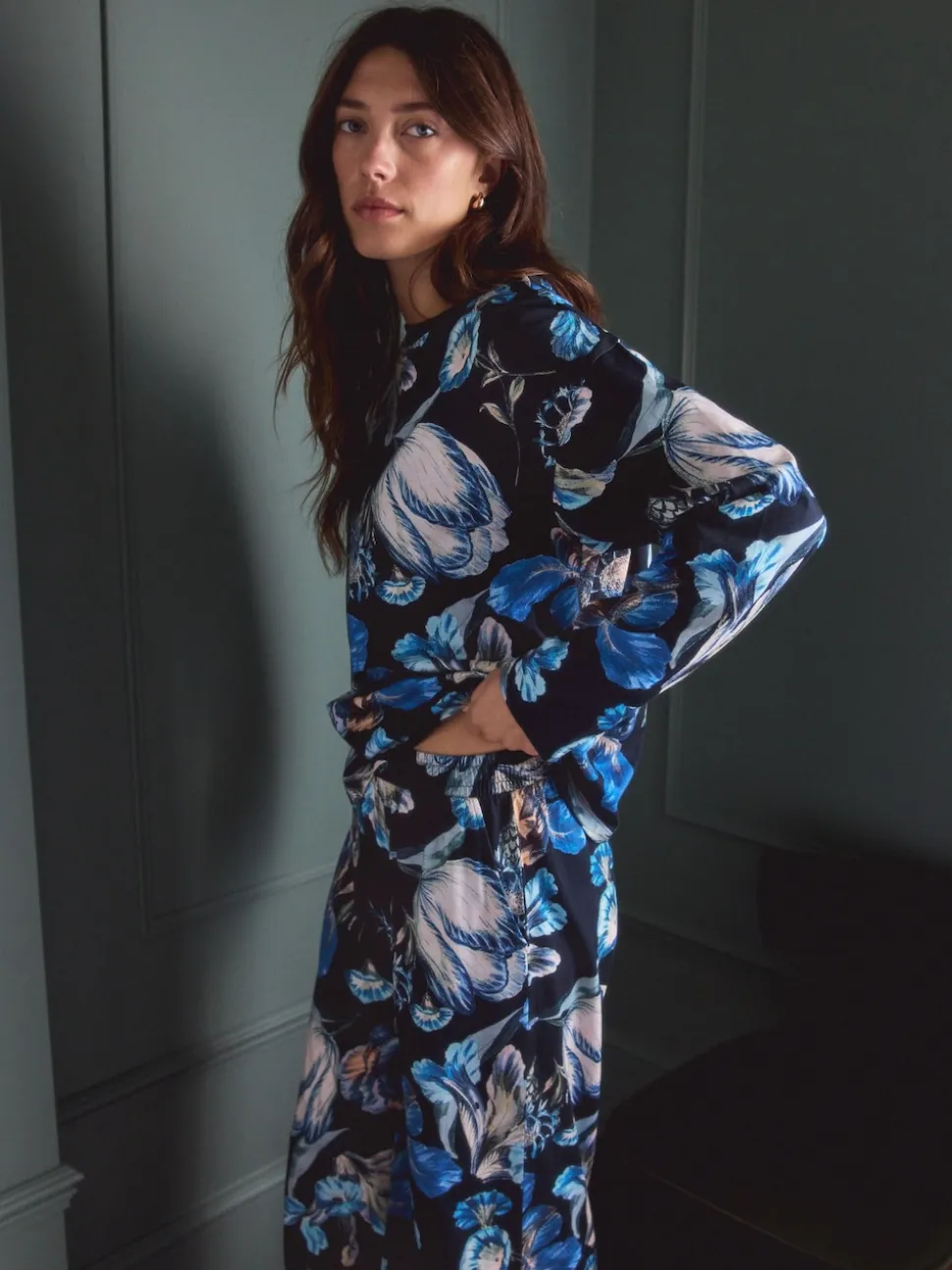 Floral bleu - Pyjama Kew Collection à manches longues