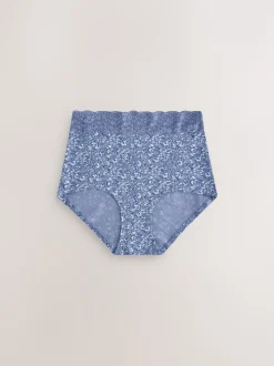 Floral Blue Ditsy - Lot de 4 culottes en coton et dentelle