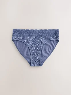 Floral Blue Ditsy - Lot de 4 culottes en coton et dentelle