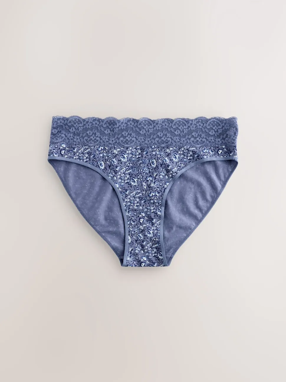Floral Blue Ditsy - Lot de 4 culottes en coton et dentelle
