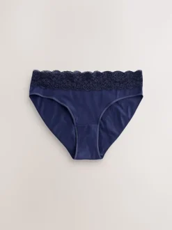 Floral Blue Ditsy - Lot de 4 culottes en coton et dentelle