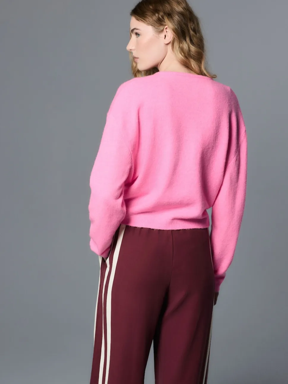 Fluro Rose - Cardigan tricoté à Col rond en laine