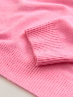 Fluro Rose - Pull super doux à manches longues à col rond