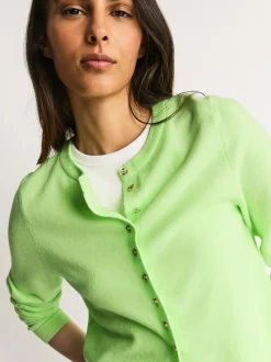 Fluro Vert - Cardigan ajusté ultra-doux à col rond en laine
