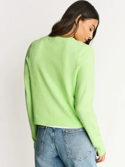 Fluro Vert - Cardigan ajusté ultra-doux à col rond en laine