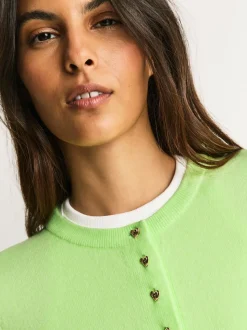 Fluro Vert - Cardigan ajusté ultra-doux à col rond en laine