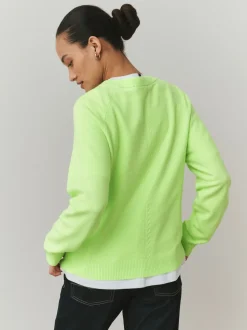 Fluro Vert - Pull super doux à manches longues à col rond