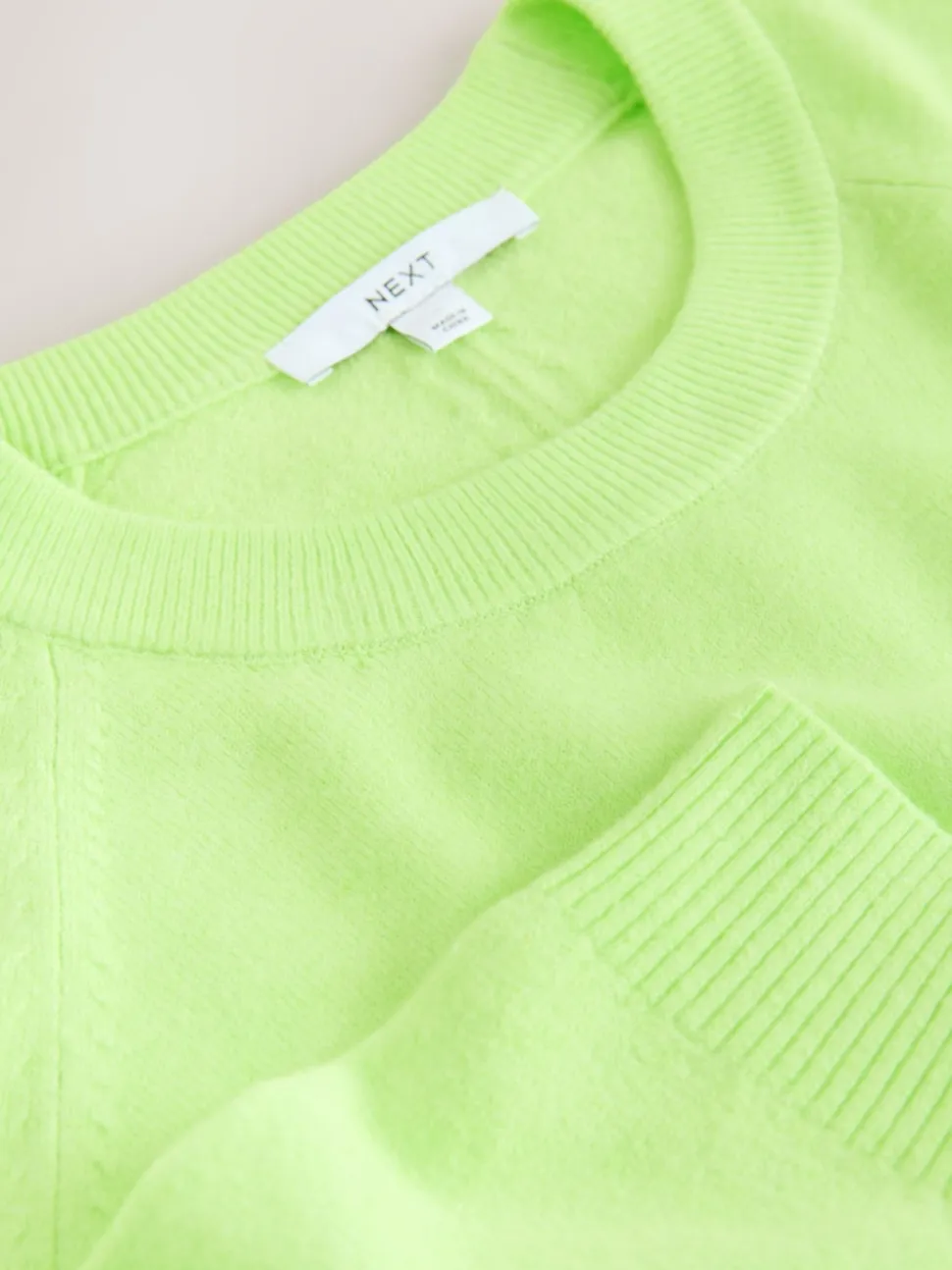 Fluro Vert - Pull super doux à manches longues à col rond