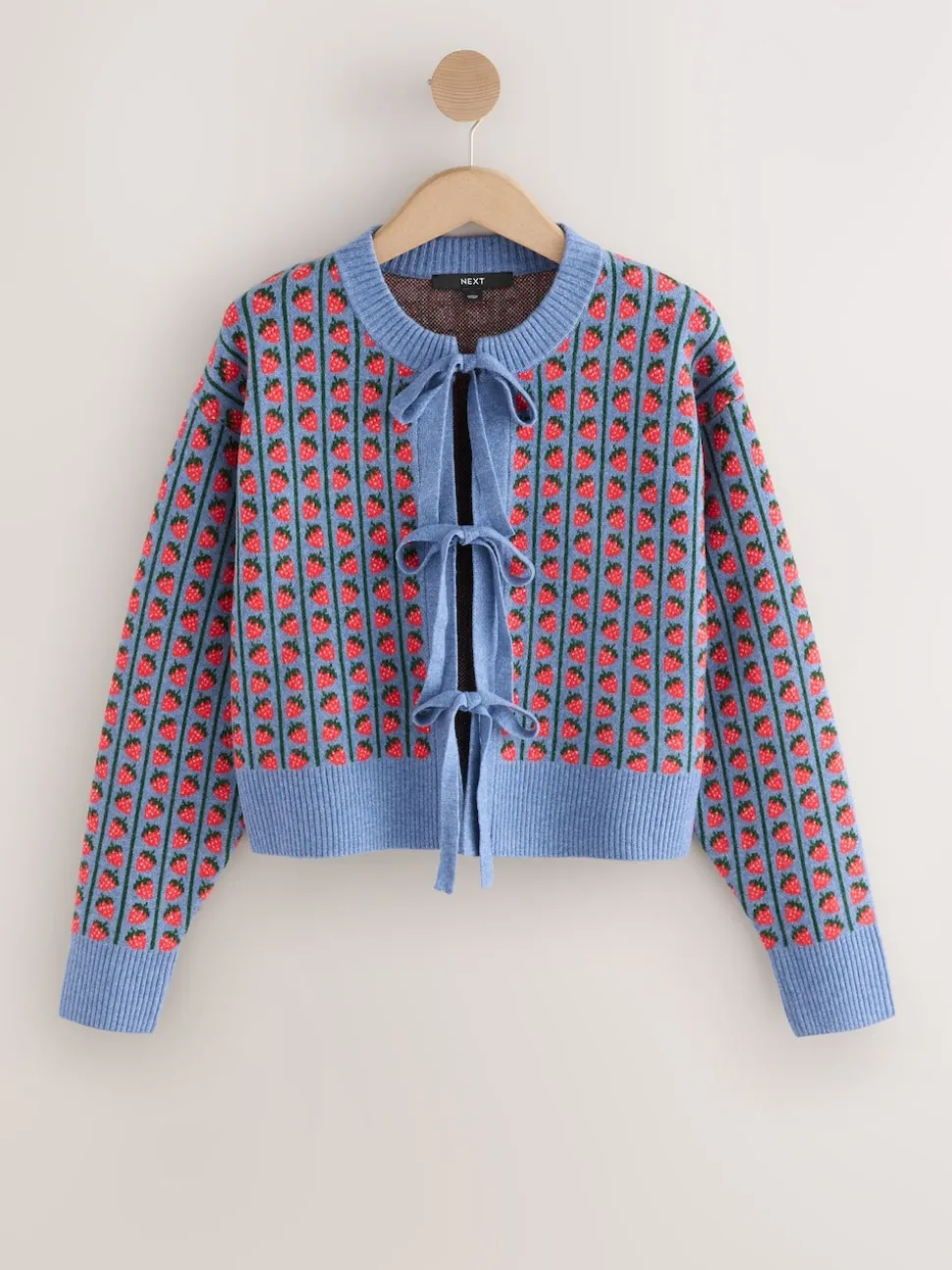 Fraise bleue - Cardigan super doux en maille avec cravate devant