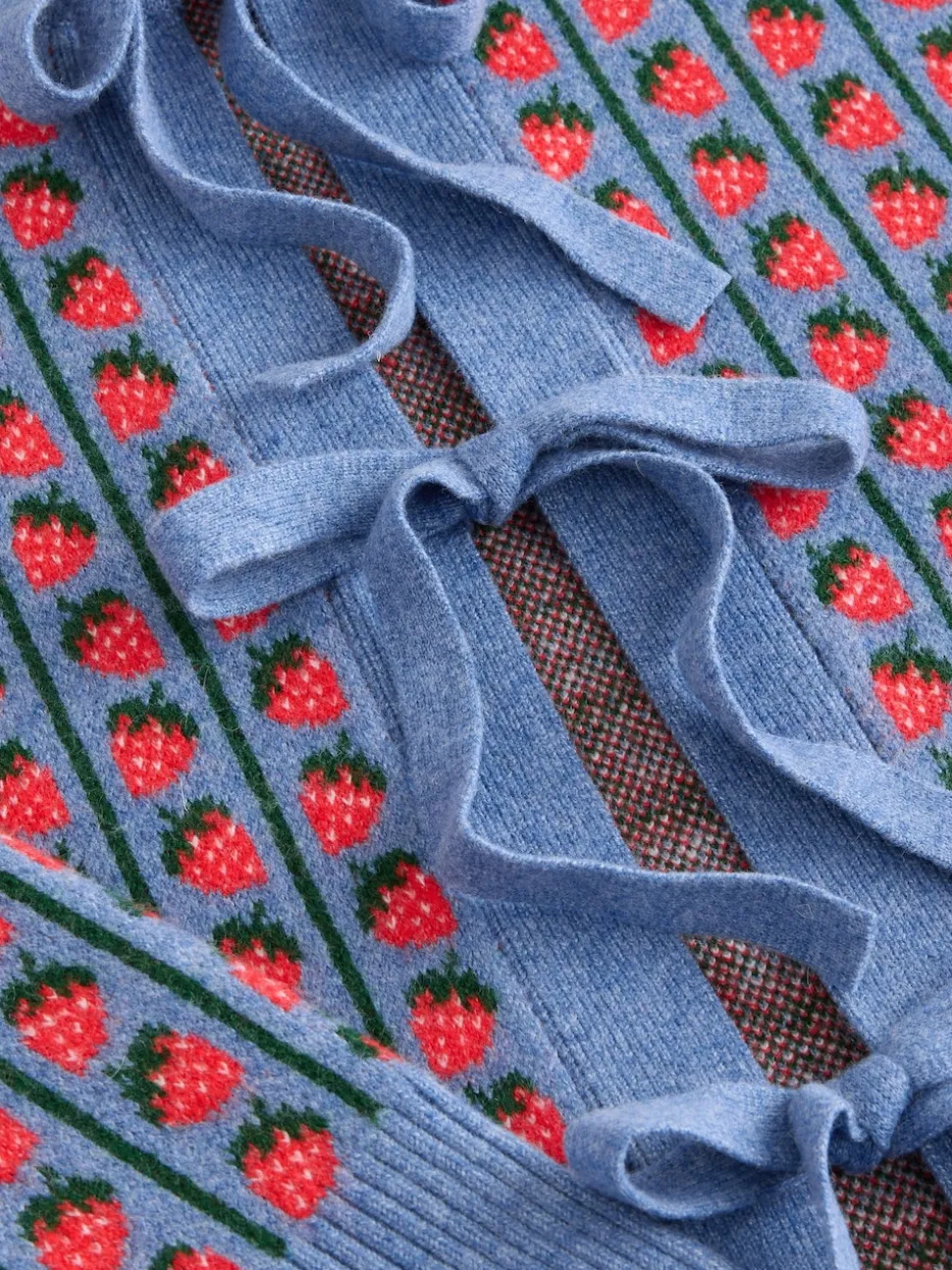 Fraise bleue - Cardigan super doux en maille avec cravate devant