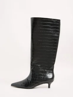 Friends Like These Bottes longues en cuir faux croco à Kitten heel Habillé hauteur genou