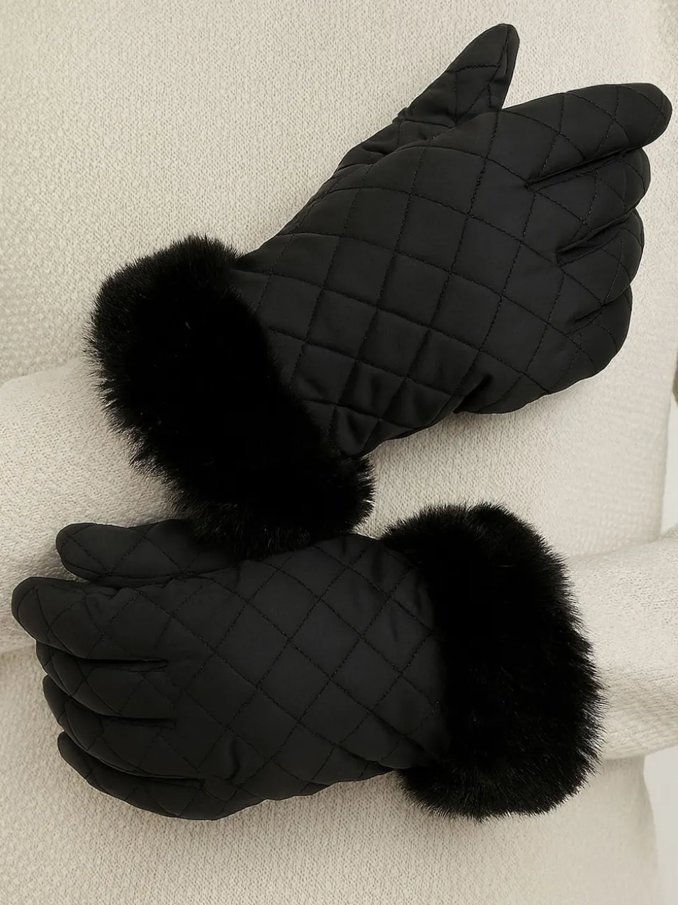 Gants rembourrés déperlants Totes SmarTouch avec poignet en fourrure