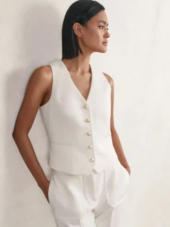 Gilet Reiss Lily à simple boutonnage en sergé de laine