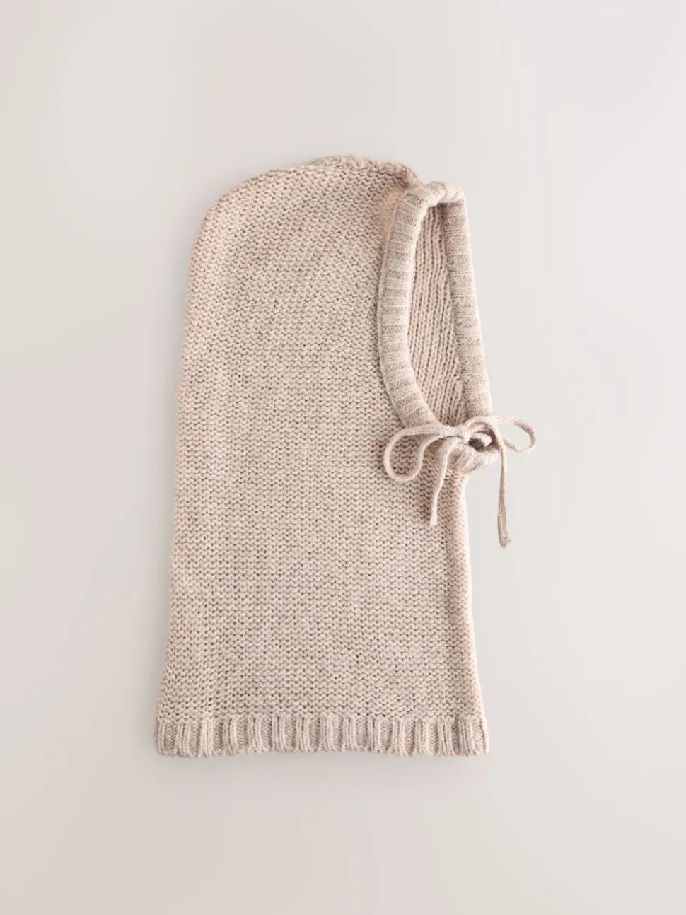 Grège chiné - Snood à capuche en maille sans ornements avec laine