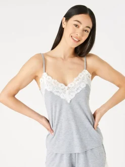Gris - Accessorize Ensemble Pyjamas court bordé de dentelle