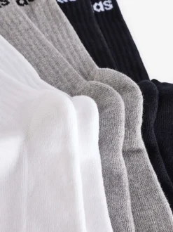 Gris - Adidas Linear Crew Cushioned Socks 3 Pack