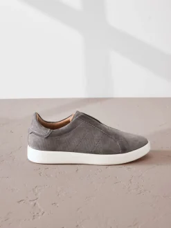 Gris - Baskets Signature sans lacets en cuir haut de gamme
