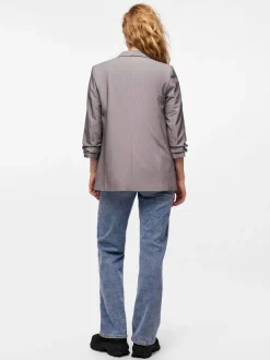 Gris - Blazer PIECES à manches froncées