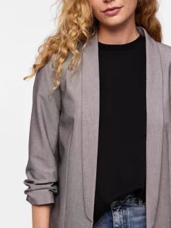 Gris - Blazer PIECES à manches froncées