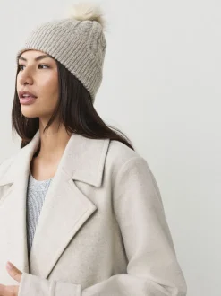 Gris - Bonnet à pompons en maille étincelante