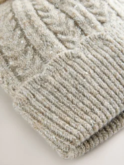 Gris - Bonnet à pompons en maille étincelante