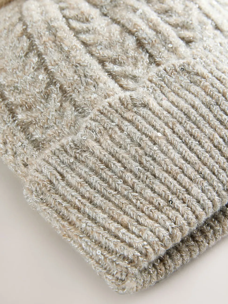 Gris - Bonnet à pompons en maille étincelante