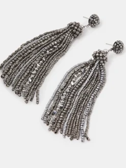 Gris - Boucles d’oreilles Accessorize à glands et perles