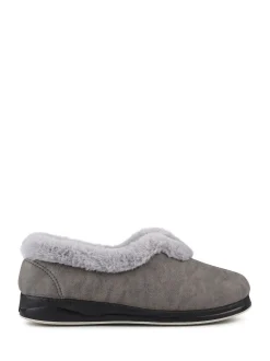 Gris - Chaussons douillets Pavers en mousse à mémoire de forme coupe large