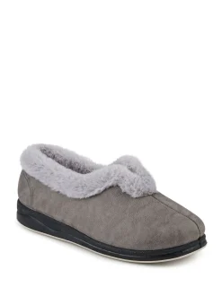 Gris - Chaussons douillets Pavers en mousse à mémoire de forme coupe large