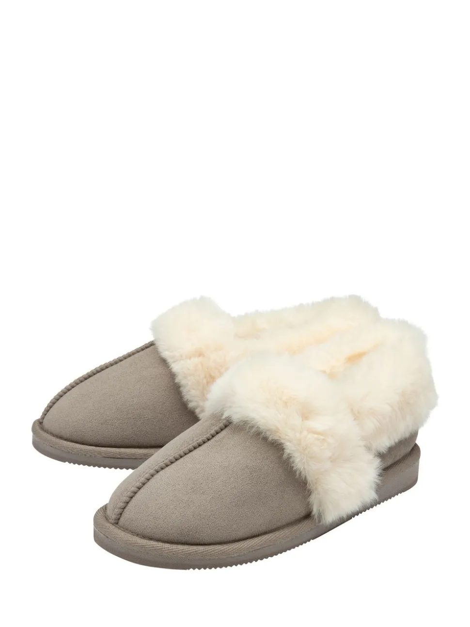 Gris - Chaussons Dunlop pleins à col en faux daim