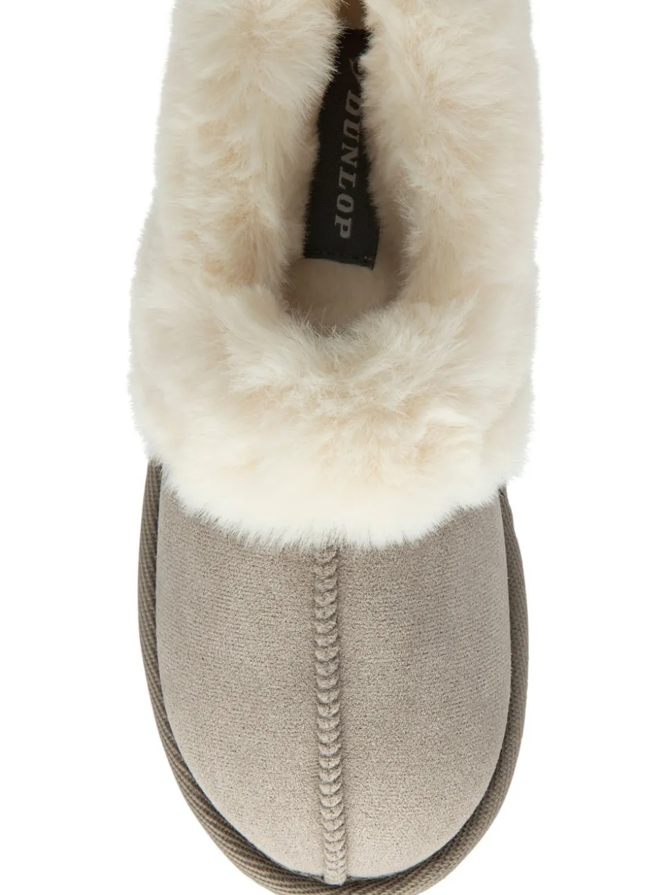 Gris - Chaussons Dunlop pleins à col en faux daim