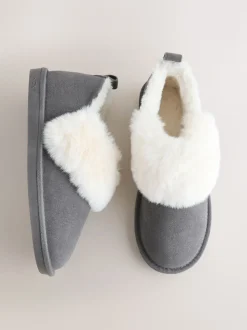 Gris - Chaussons en daim