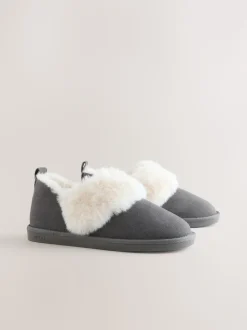 Gris - Chaussons en daim