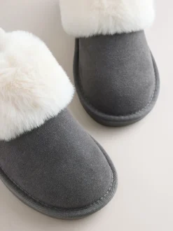 Gris - Chaussons en daim