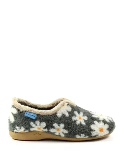 Gris - Chaussons Lunar pour femme à fleurs
