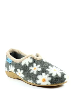 Gris - Chaussons Lunar pour femme à fleurs
